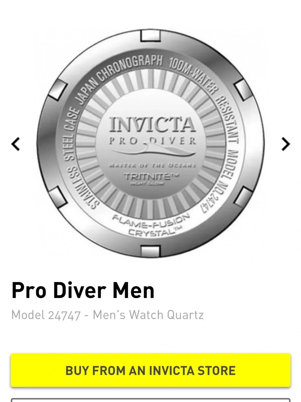 Invicta Pro Diver Men's Silver Watch Caseback